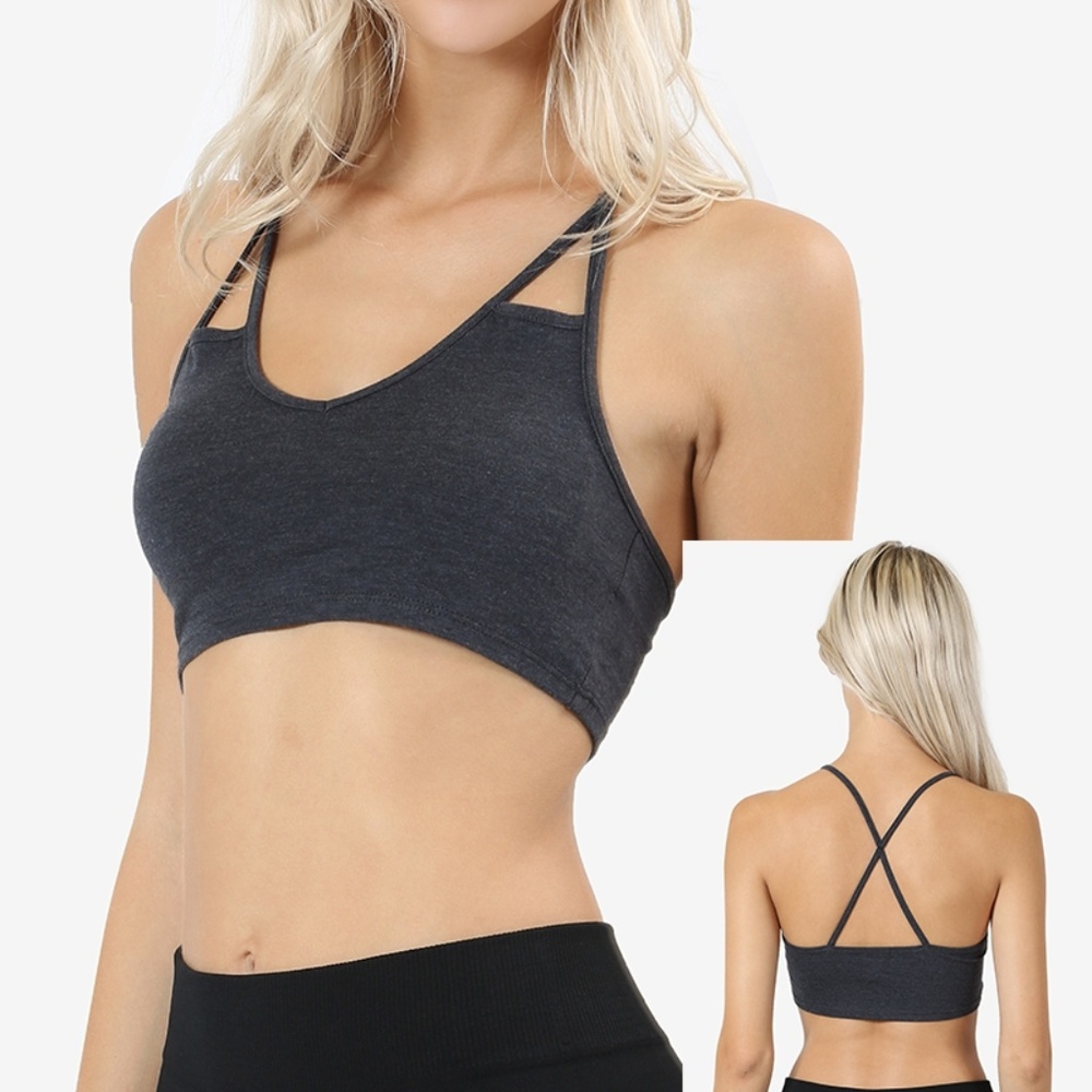 COTTON CRISS-CROSS BACK DETAILED SEAMLESS BRALETTE